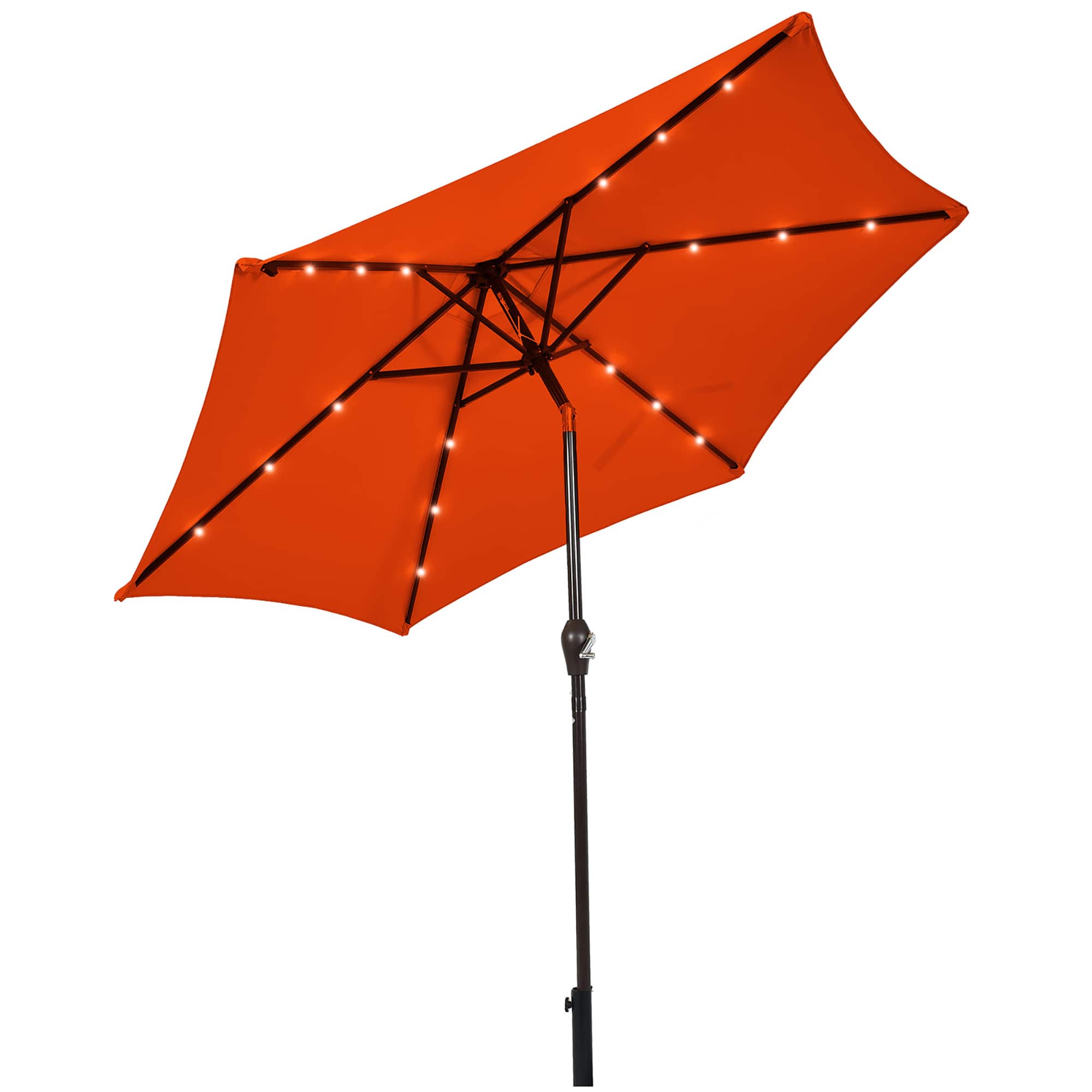 Costway - 9' Solar LED Lighted Patio Market Umbrella Tilt Adjustment Crank Lift - Orange price history on PriceWatchPro