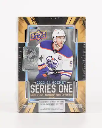 FE-C-A UPPER D-E-C-K LG DER NHL LICENSED OFFICIAL PRODUC OILERS BB144300981 CCM S0 9 2023-24 HOCKEY SERIES ONE Collect at Least 1 Young Guns Rookie Card per Box! 12 CARDS PER PACK 4 PACKS PER BOX Collectionnez au moins une carte recrue Jeunes Loups par boite! en moyenne! MAT CONTAIN TIME SENSITIVE REDEMPTIONS "PEUT CONTENIR DE CARTES DE RACHAT AVEC DATE D'ECHEANCE 12 CARTES PAR PAQUET 4 PAQUETS PAR BOITE