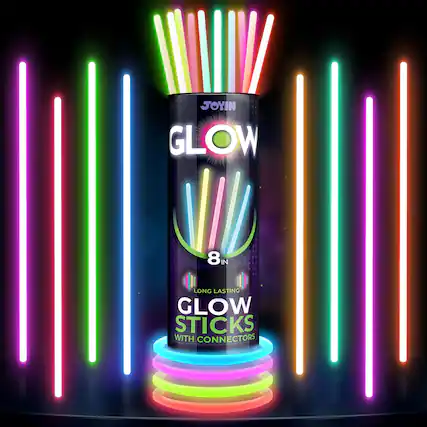 JOYIN GLOW 8 IN LONG LASTING GLOW STICKS WITH CONNECTORS