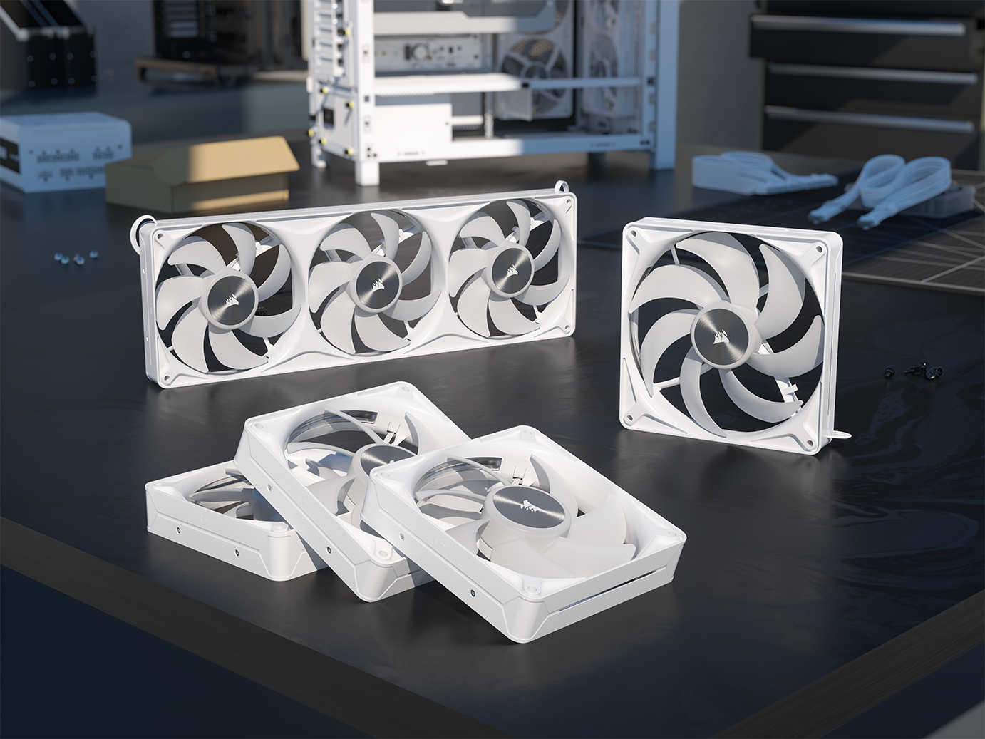 Alt View 6. CORSAIR - CORSAIR RS120 II ARGB 120mm PWM Fan - White.