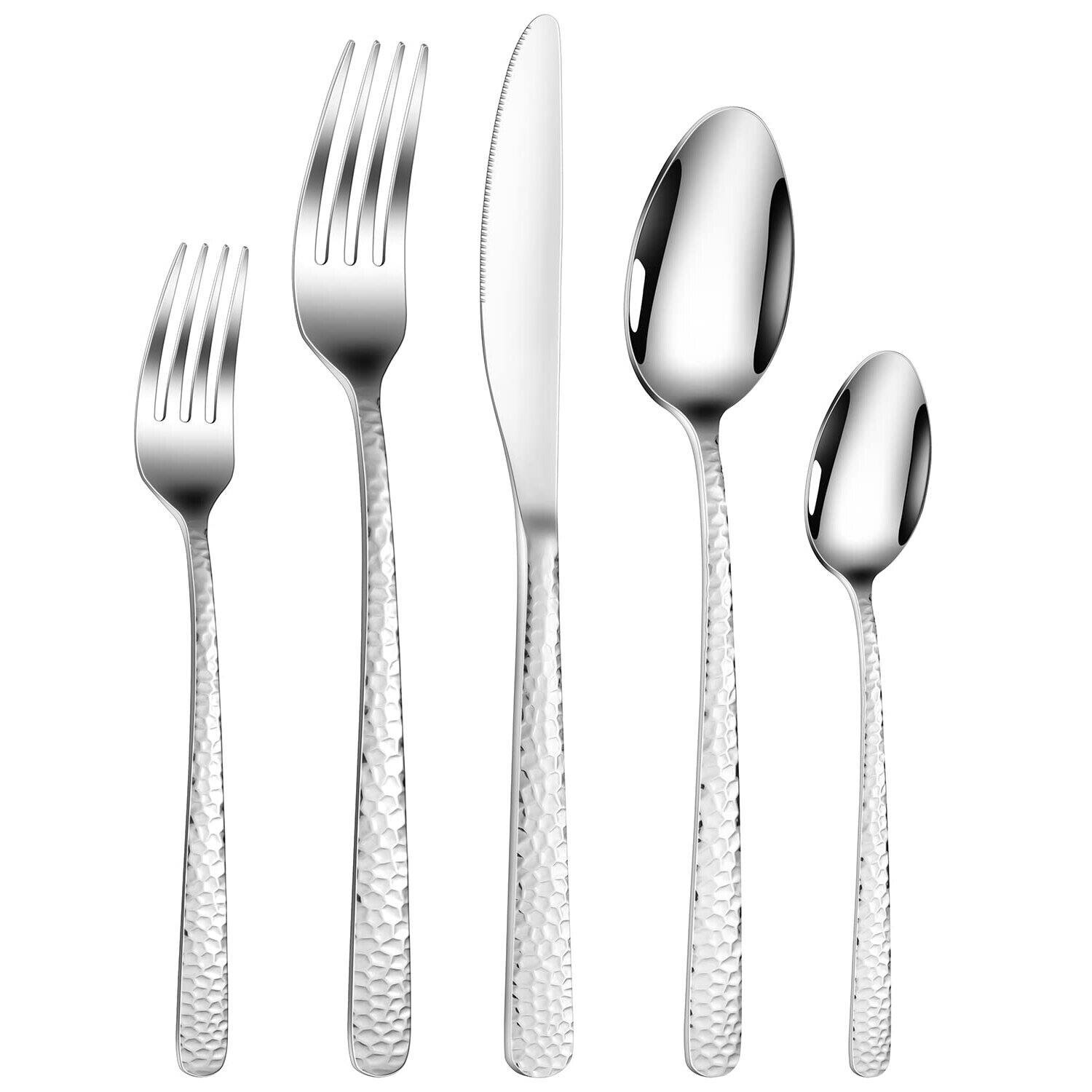 Front. Dazzed Corner - Silverware Set, 30 Pieces Flatware Set Service for 6 - Silver.