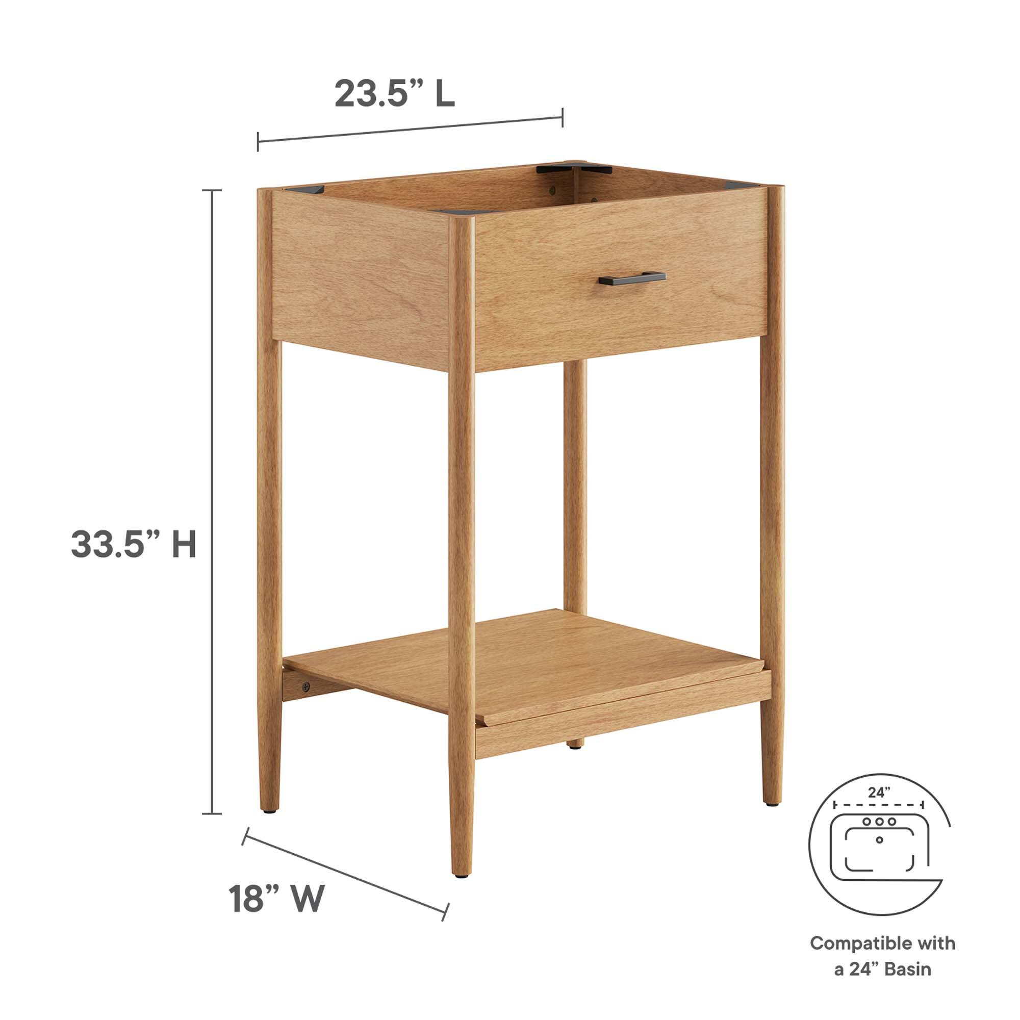 23.5" L  
33.5" H  
18" W  
Compatible with a 24" Basin