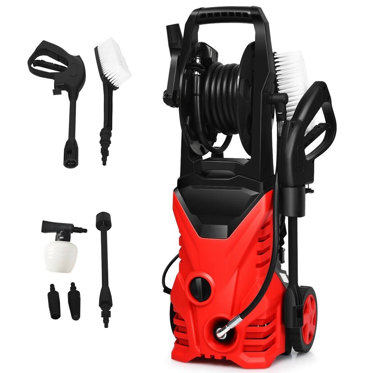 Alt View 3. Costway - Costway 2030PSI Electric Pressure Washer Cleaner 1.7 GPM 1800W with Hose Reel - Red.