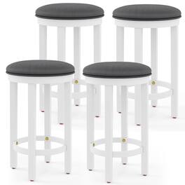 Gymax - Upholstered Bar Stool Set of 4 25'' Counter Height Bar Chairs w/ Padded Cushion White & Grey - White, Grey