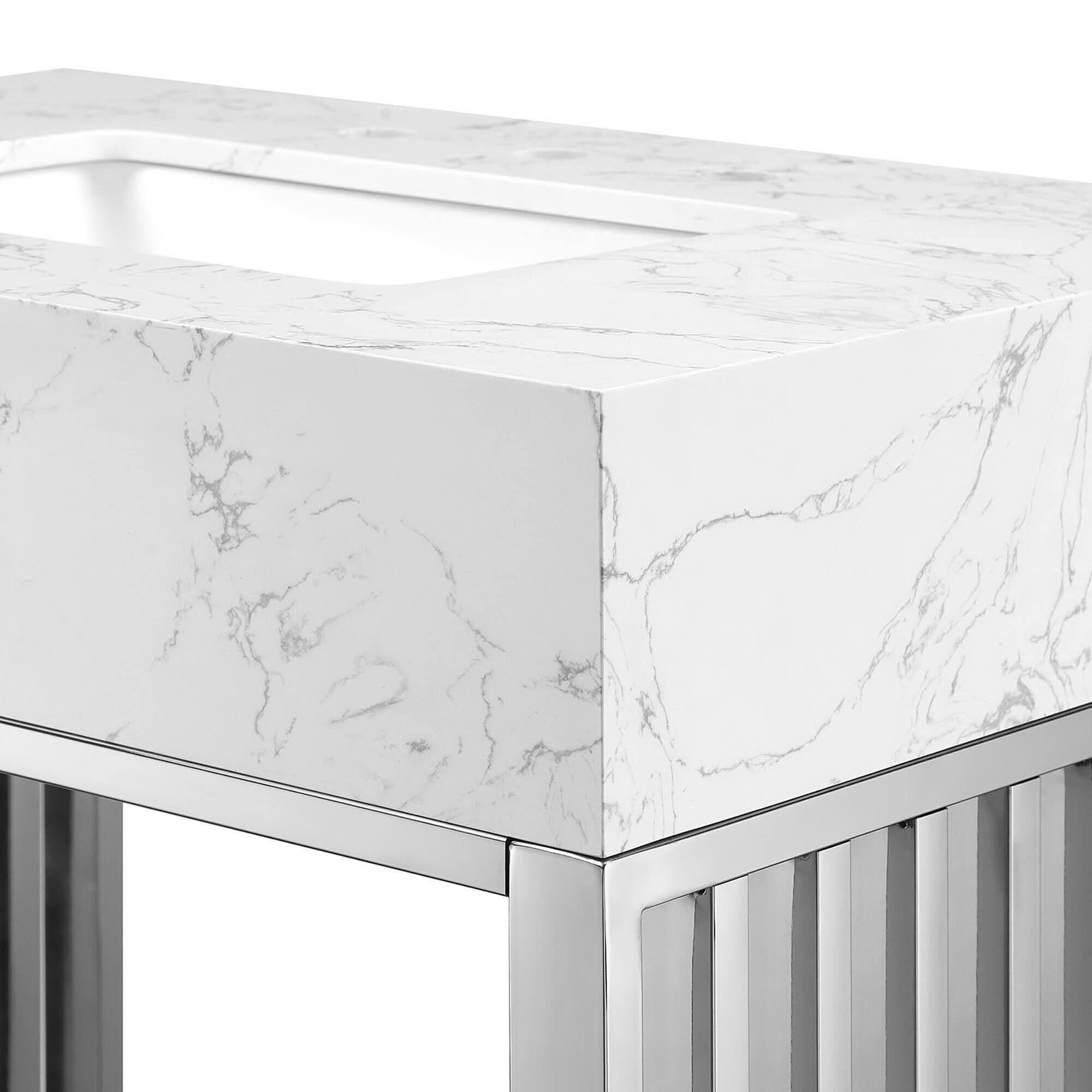 Alt View 4. Modway - Gridiron Bathroom Vanity Basin Included by Modway - White Silver.