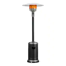 Costway - 50000 BTU Patio Standing Heater Stainless Steel Propane w/Wheels - Black