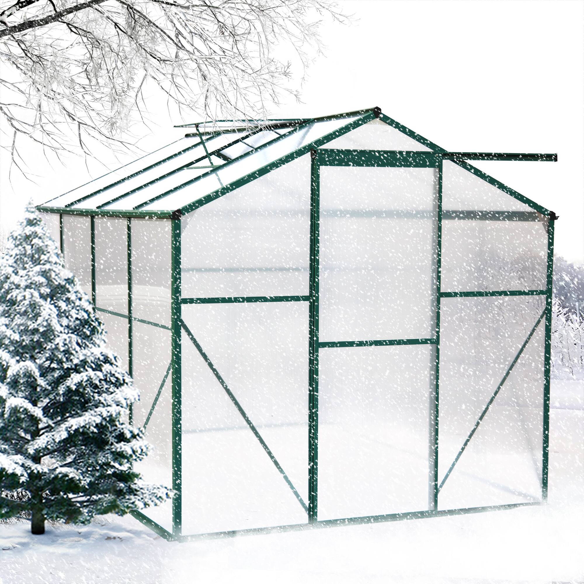 Alt View 4. Mondawe - 6X8FT Polycarbonate Walk-in Greenhouse - Green.