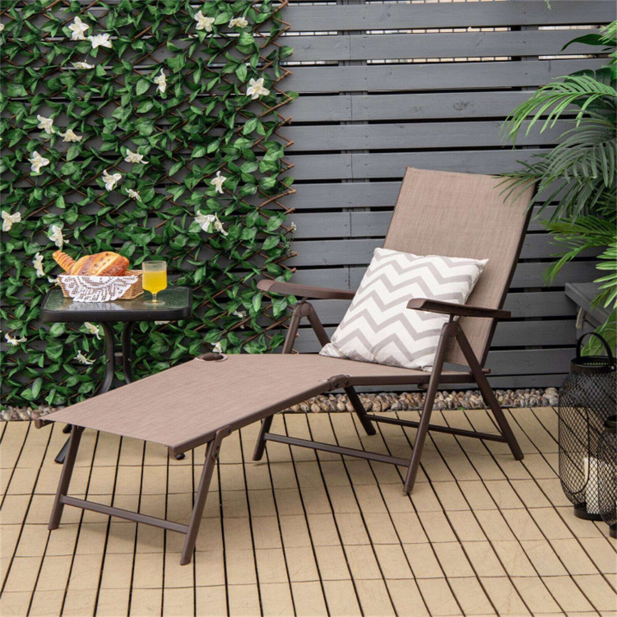 Alt View 3. Boyel Living - Coffee Folding Patio Chaise Lounge Chair 35.0-in W x 75.5-in L x 20.0-in H 38.1-lb Net Weight - Coffee.