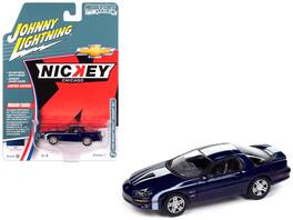 2002 Chevrolet Nickey Camaro ZL1 Navy Blue Metallic with White Stripes 1/64 Diecast Model Car by Johnny Lightning