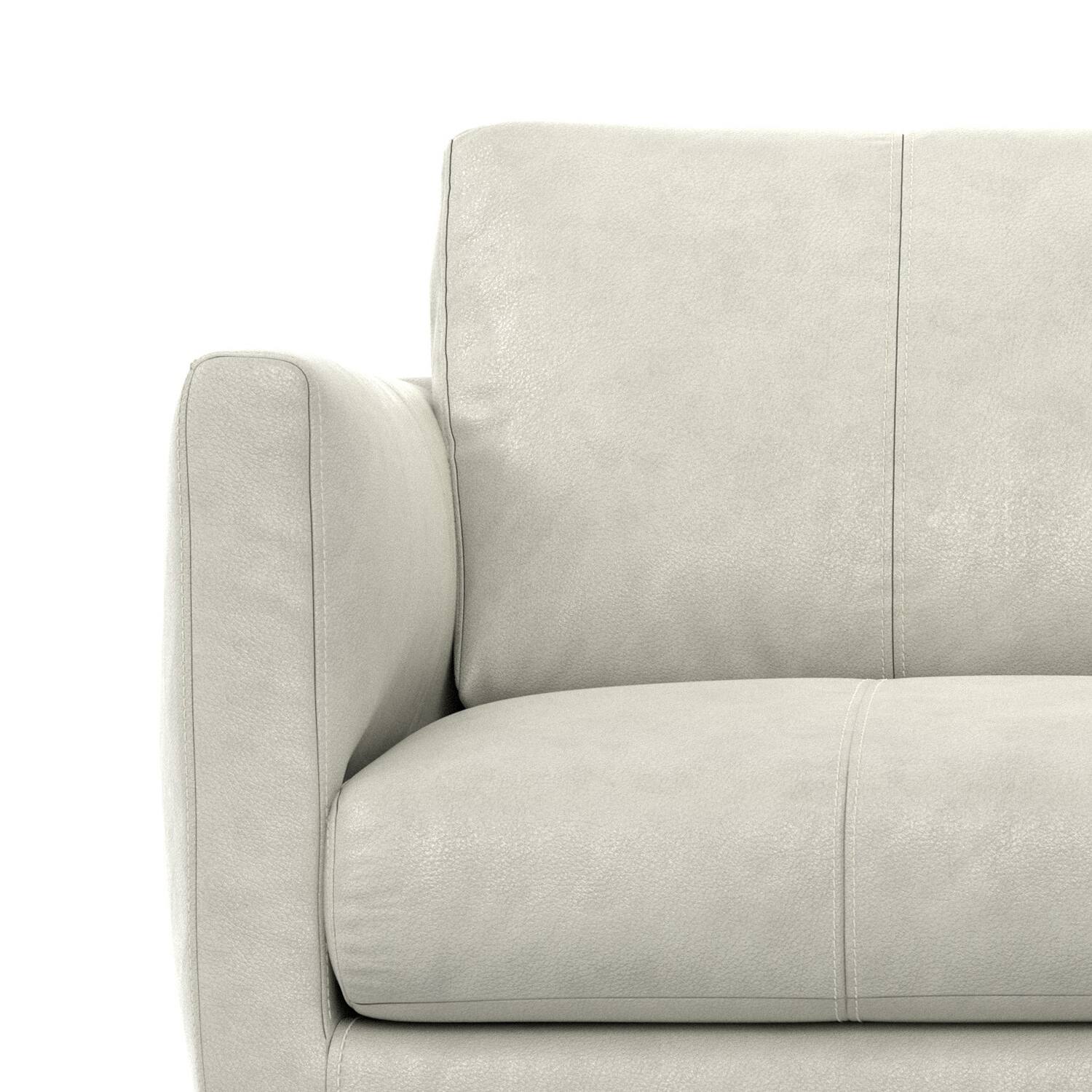 Alt View 4. Simpli Home - Stevens Modern, Mid - Century 60 inch Wide Sofa in Light Smoke Grey Genuine Leather - Light Smoke Grey.