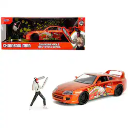 Jada - 1995 Toyota Supra Orange w/ Graphics & Chainsaw Man Figure – Chainsaw Man (2022) Anime Hollywood Rides 1/24 - Orange Metallic