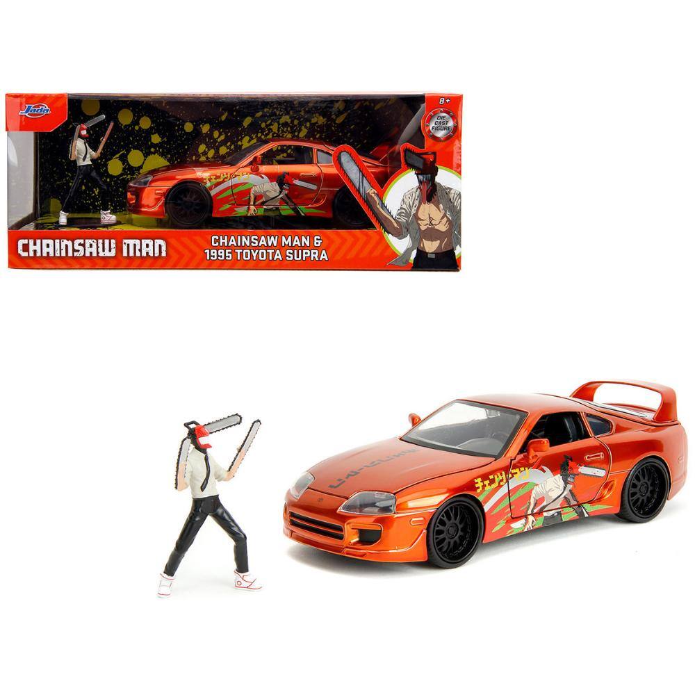 Jada - 1995 Toyota Supra Orange w/ Graphics & Chainsaw Man Figure – Chainsaw Man (2022) Anime Hollywood Rides 1/24 - Orange Metallic