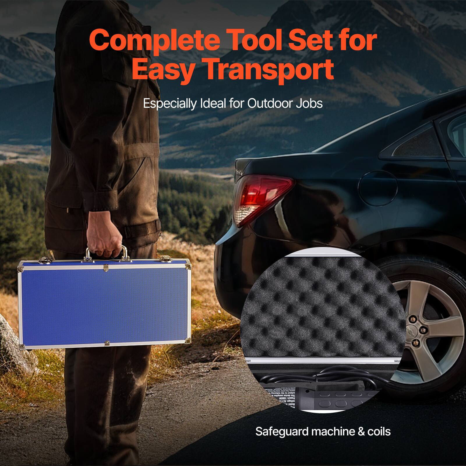 Complete Tool Set for Easy Transport  
Especially Ideal for Outdoor Jobs  

Safeguard machine & coils