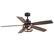 Angle. Breezary - 52'' Walnut Wood Indoor Ceiling Fan with Two-Tier Iron-Ring Lantern Shade, Timer, DC Motor, Remote & 6″ Downrod - Matte Black and Brown.