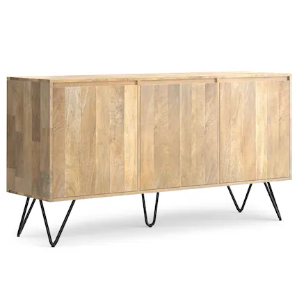 Front. Simpli Home - Simpli Home Hunter 60 inch Wide Solid Mango Wood 3 Door Sideboard Buffet in Natural - Natural.