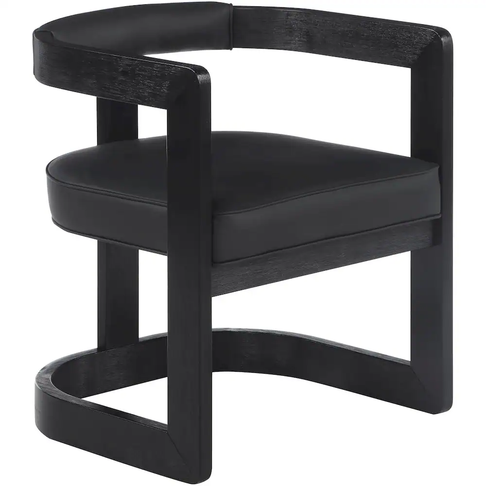 Front. Meridian Furniture - Manchester Black Vegan Leather Dining Chair - Black.