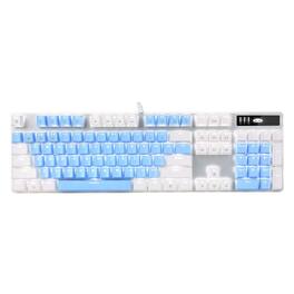 METALTON - Keyboards With Double shot Computer For Laptop Desktop Pc Gamers - White & Blue - Blue Switch