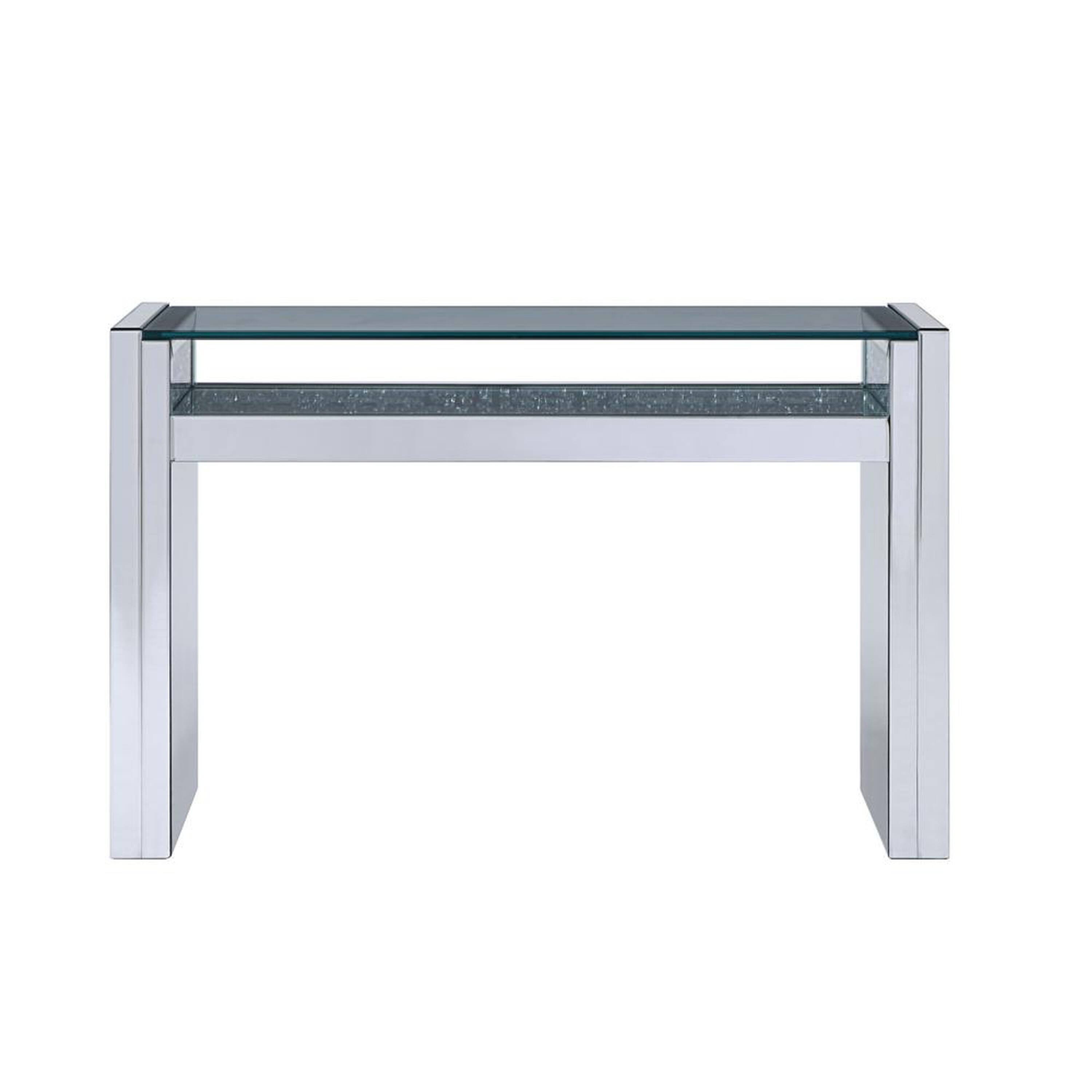 Alt View 1. Manhattan Lane - Wood and Mirror Sofa Table with Studded Faux Crystals, Clear - Clear.