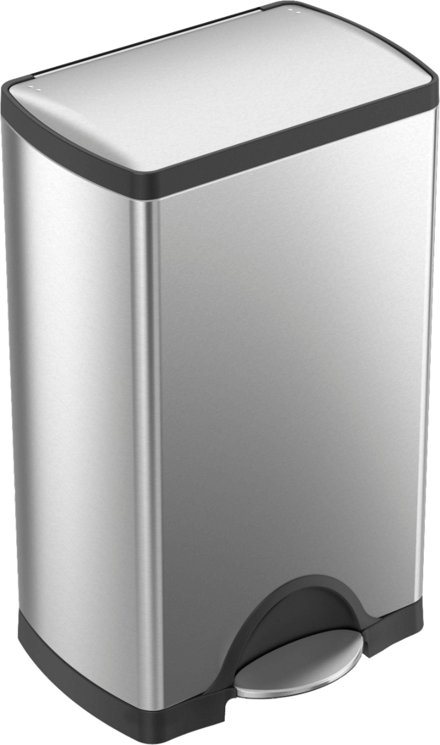 Angle View: simplehuman 38 Liter Rectangular Step Can, Brushed Stainless Steel - Brushed Stainless Steel