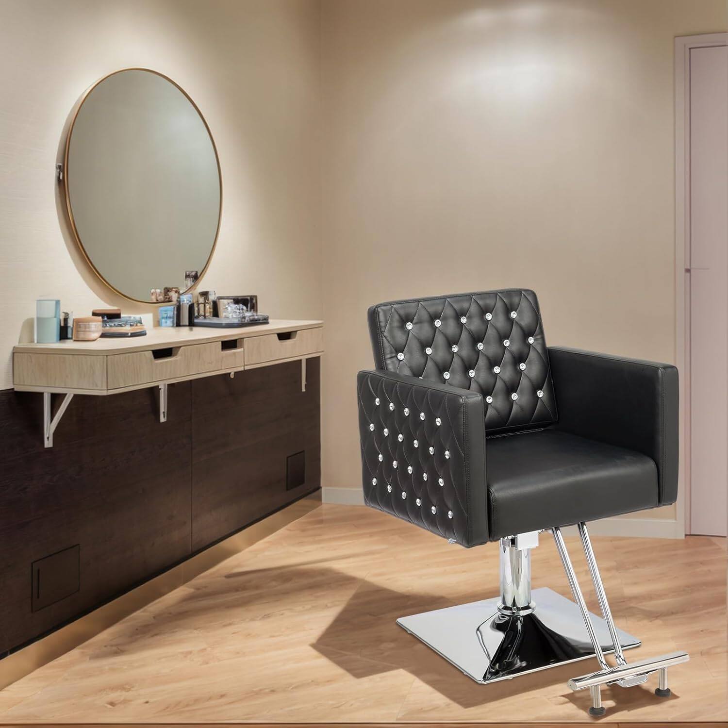 Angle. Winado - Heavy Duty Hydraulic Barber Chair Hair Chair with Wide Seat & Adjustable Height & Stainless Steel Footrest for Beauty - Black.