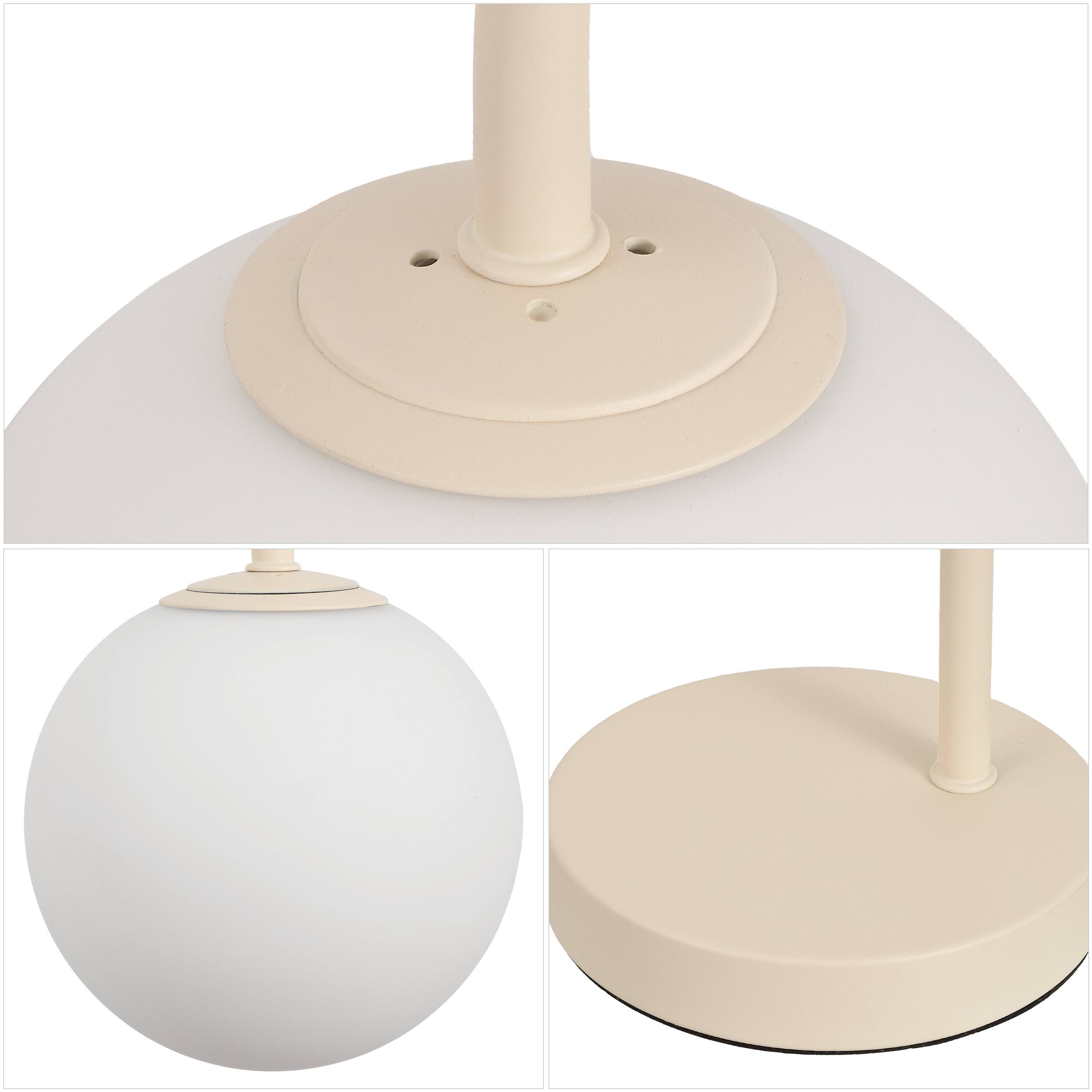 Alt View 4. Jonathan Y - Arco 18.25" Beige Metal Globe Table Lamp with Frosted Glass Shade, Minimalist Lighting for Bedroom or Living Room - Beige.