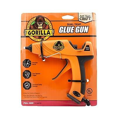 Sure, here is the corrected and grouped text:

---

**GORILLA GLUE GUN**

**DUAL TEMP**

**CRAFT INCREDIBLY STRONG**

**100% MELT TO GORILLA DUAL TEMP**

**PRECISE & SECURE**

**EASY TO USE**

**ENHANCED SAFETY FEATURES**

**FULL SIZE 14 MATTS**

**UL LISTED**

**Features:**
- Dual Temp
- Easy to Use
- Safety Lockout
- UL Listed

**Crafts & Uses:**
- For Crafts & Repairs
- For Full Size 14 Mats

**UL LISTED**

---