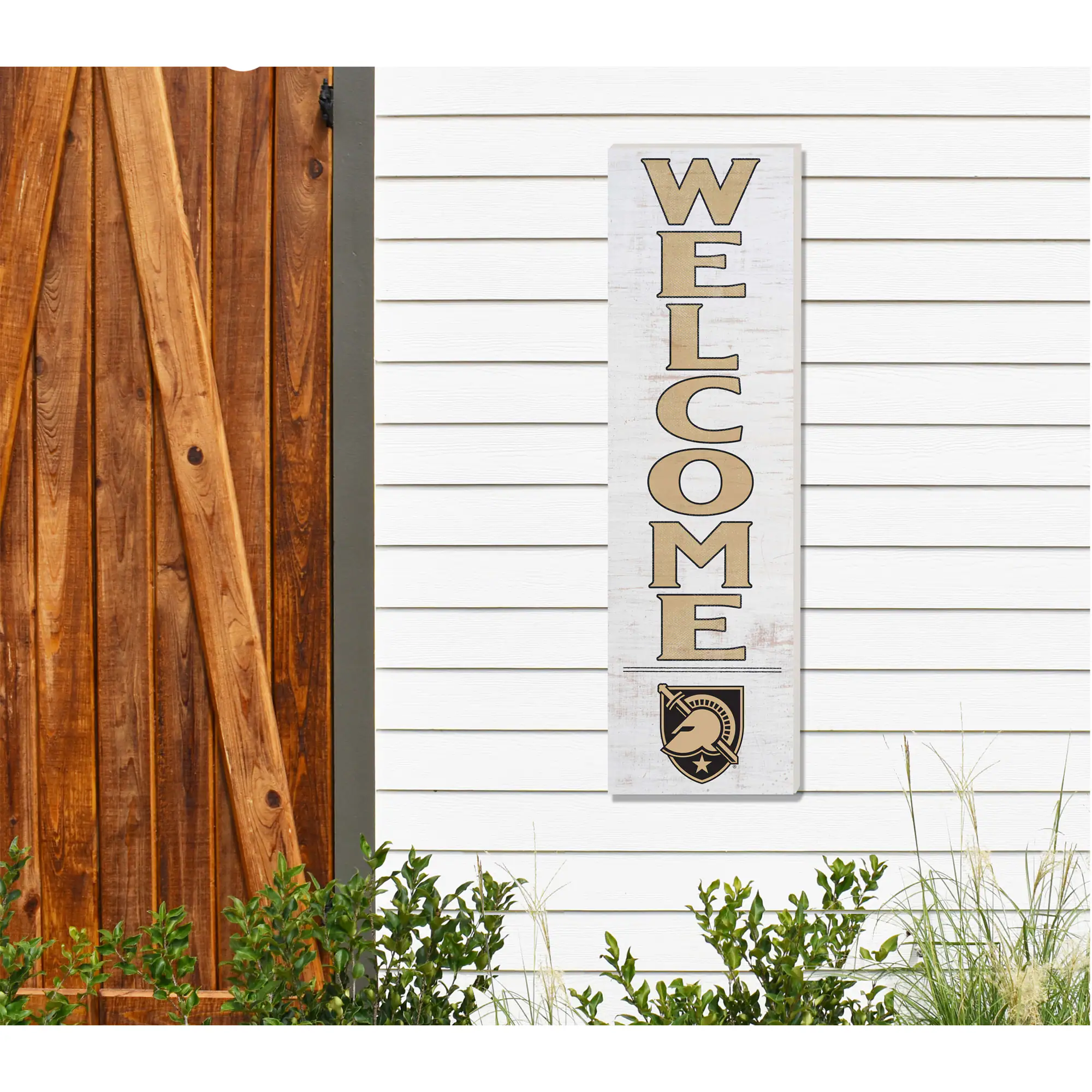 Alt View 1. Jardine - White Army Black Knights 10'' x 35'' Indoor/Outdoor Welcome Sign - White.