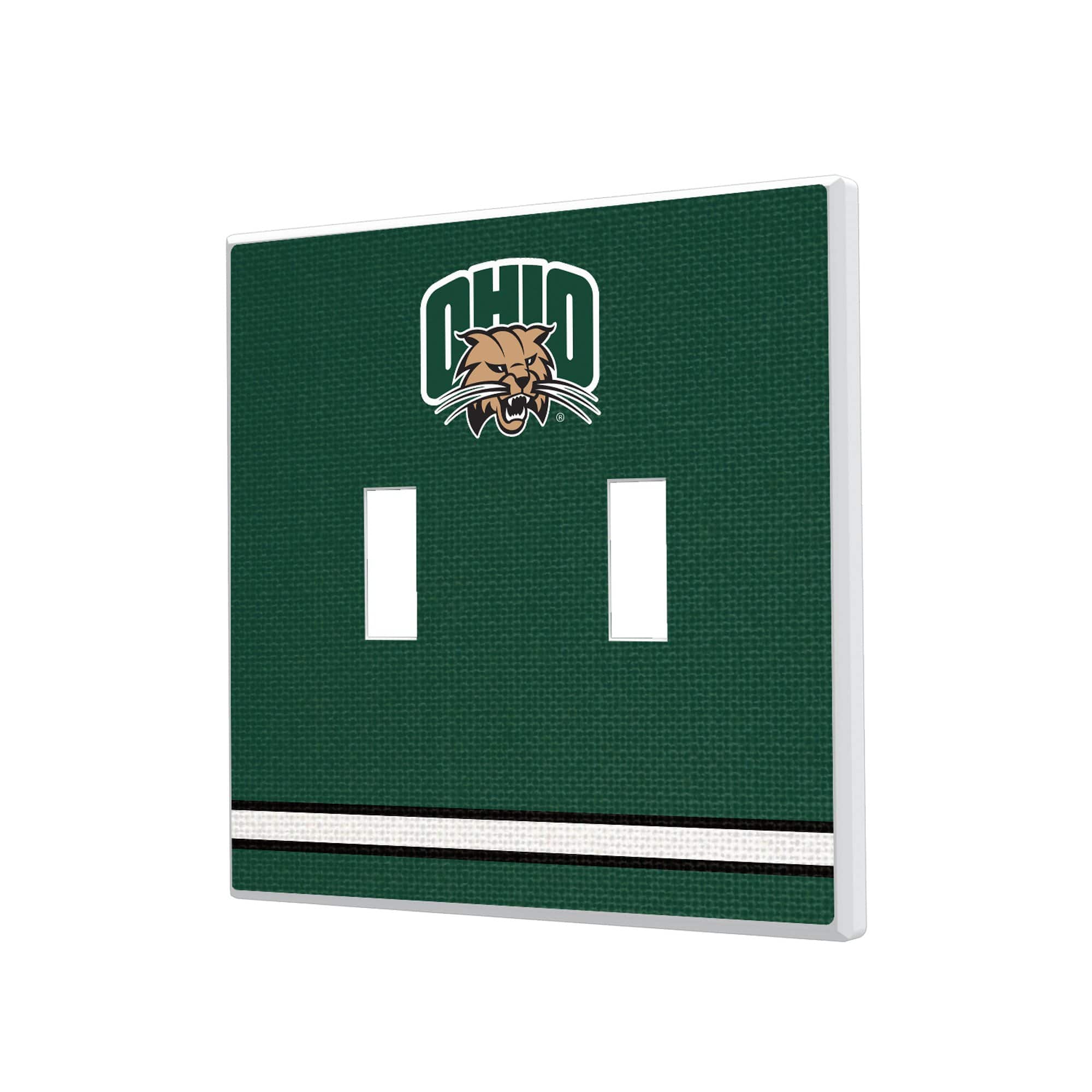Keyscaper - Ohio Bobcats Stripe Design Double Toggle Light Switch Plate - Multicolor