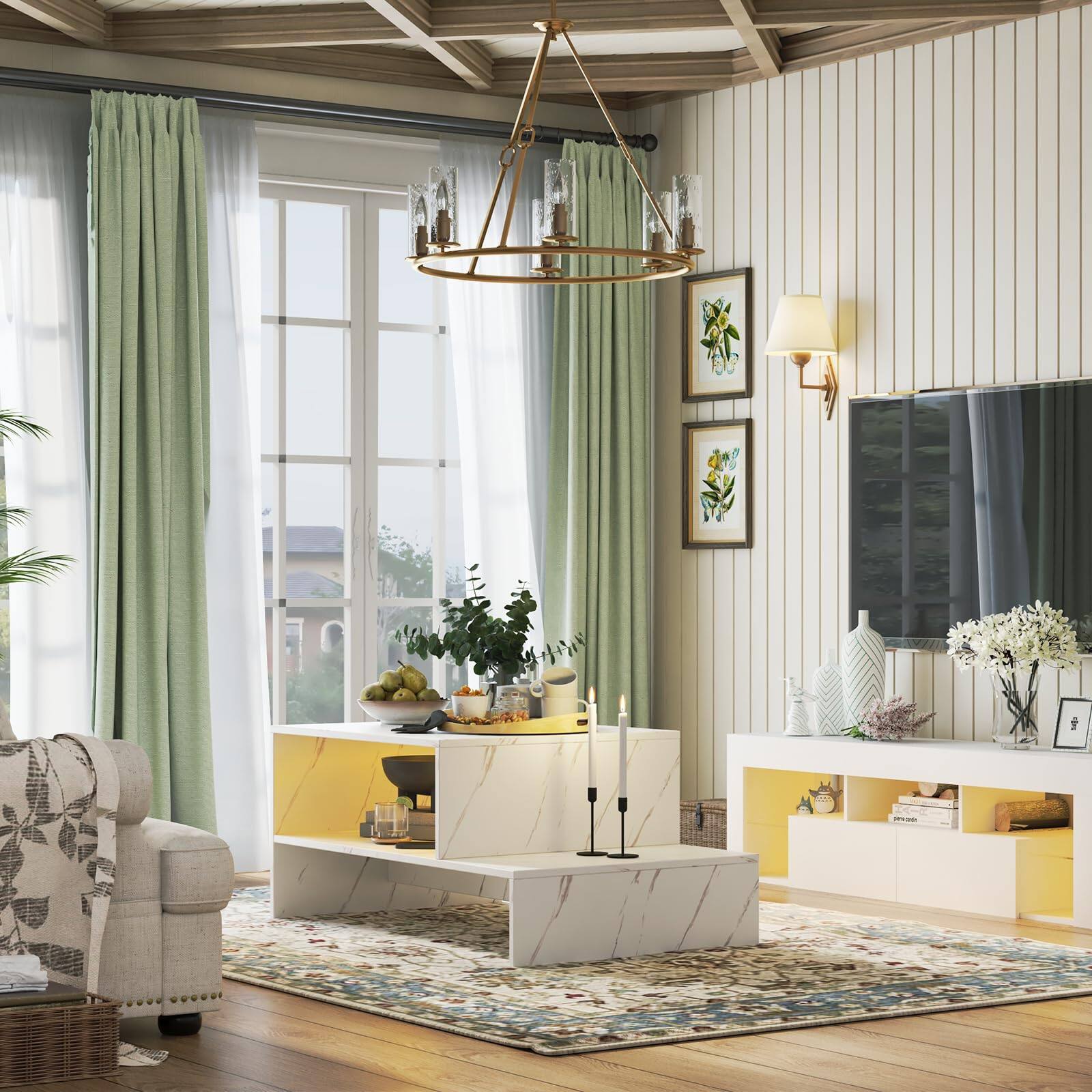 Alt View 6. Ecooso - Coffee table with unique architectural shape,white - White.