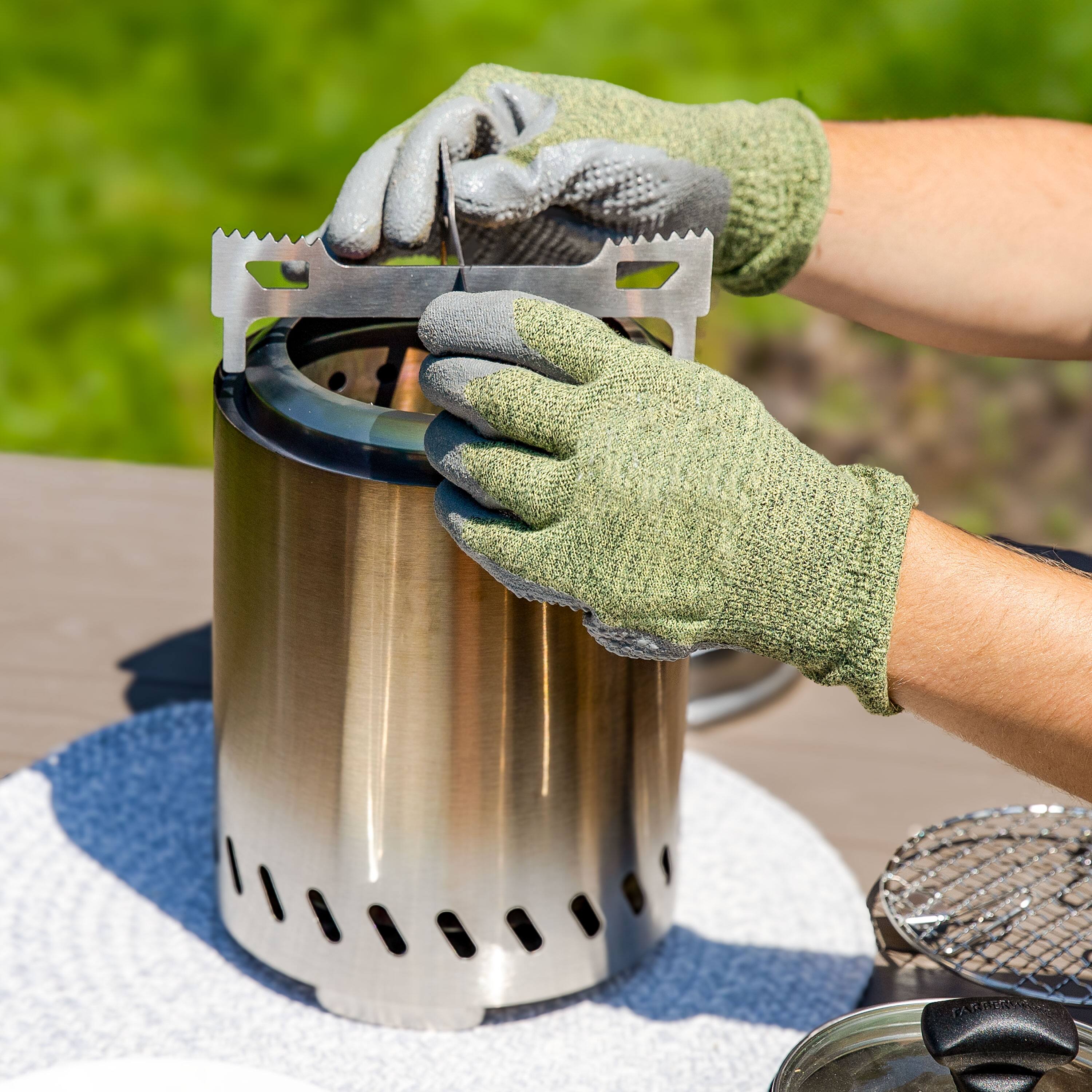 Alt View 5. Sunnydaze - 3-pc Accessory Kit for Smokeless Tabletop Fire Pit - 7-in. - Silver.