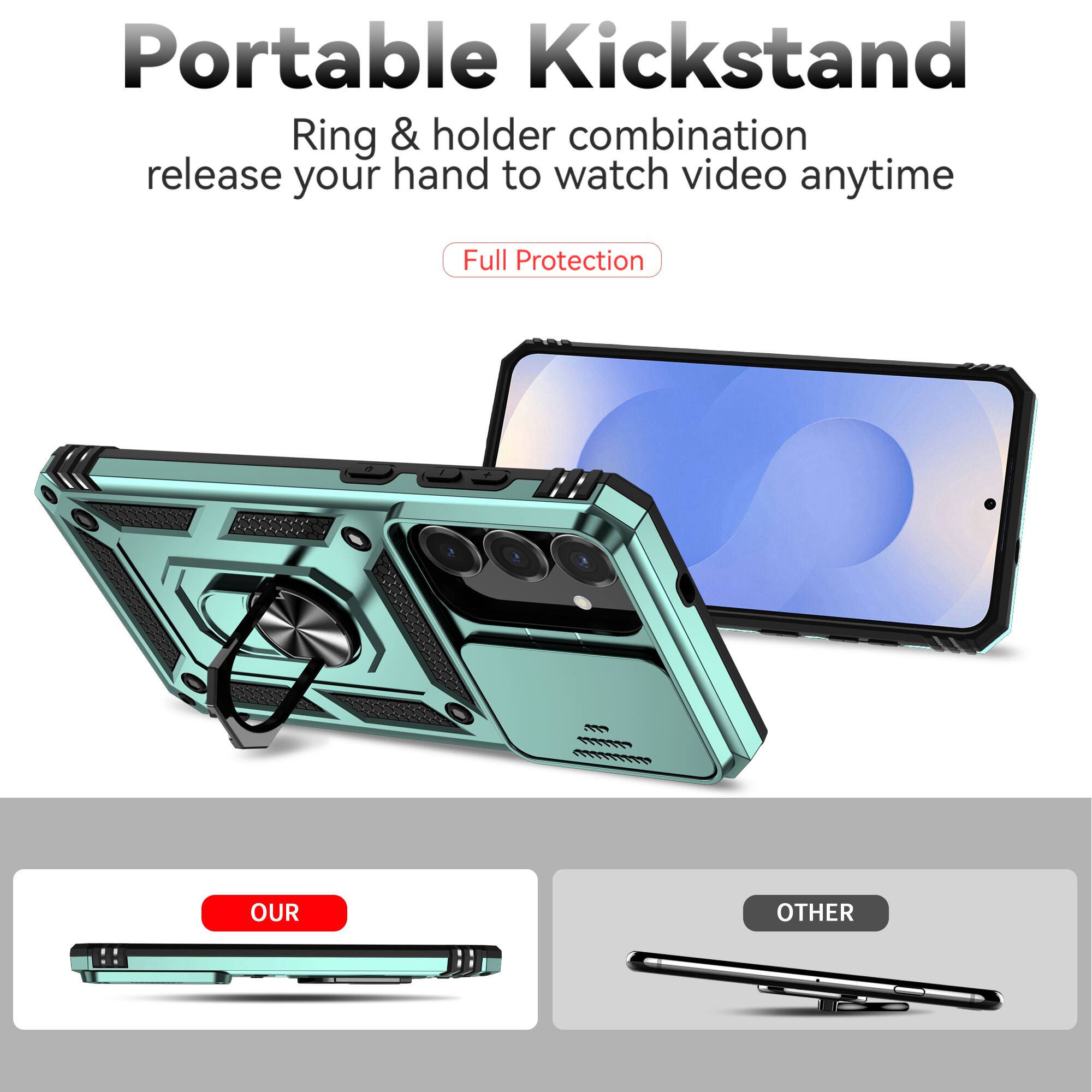 Portable Kickstand  
Ring & holder combination release your hand to watch video anytime  
Full Protection  

OUR  
OTHER