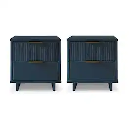 Manhattan Comfort - Granville Modern 18" Nightstand - Set of 2 - Midnight Blue