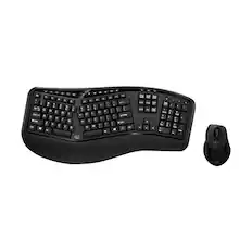 Front. Adesso - Tru-Form Media WKB-1500GB Ergonomic Wireless Membrane Keyboard and Mouse - Black.