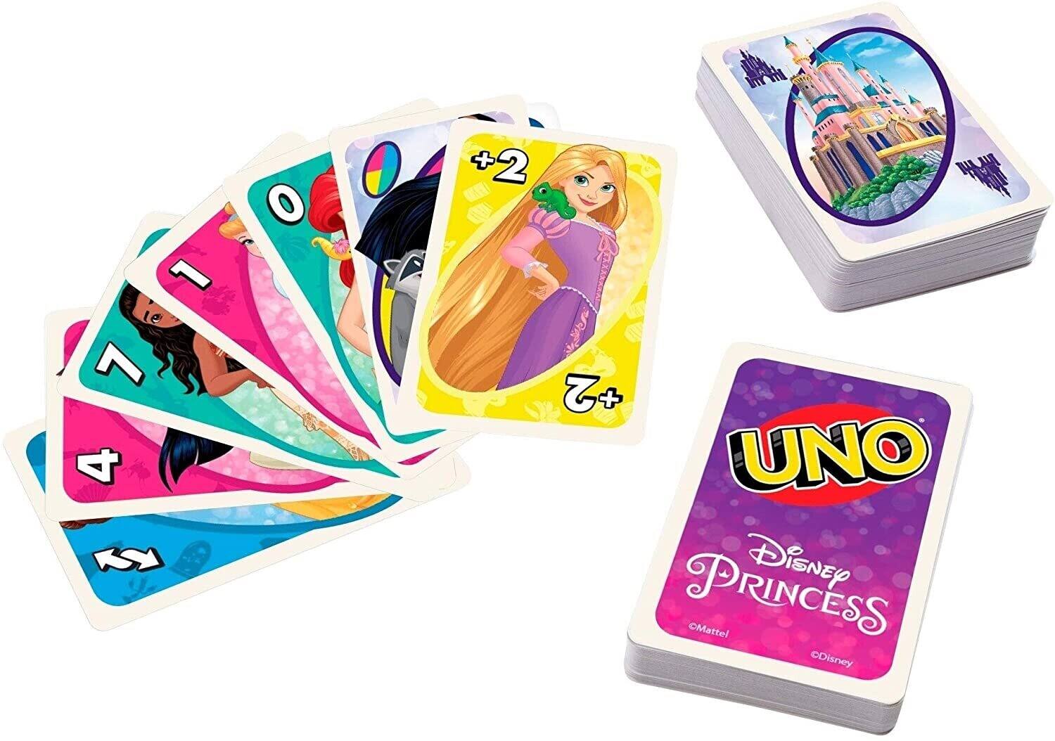 UNO PRINCESS  
Disney Mattel  

+2  
+2  

0  
1  
4  
7  
K  

Disney PRINCESS  
Mattel  
©Disney