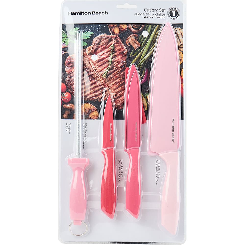 Hamilton Beach - 4-Piece Stainless Steel Knife Set - Pink