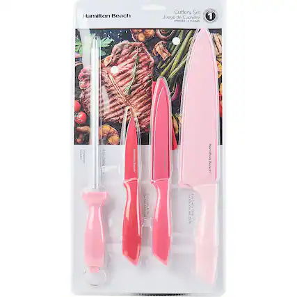 Hamilton Beach Cutlery Set Juego de Cuchillos 1 MPILCS 4 PIEZAS I C Afilador Sharpener 3.5 in Paring I 8 in Cuchillo Chef's 8 chef Knife 20cm