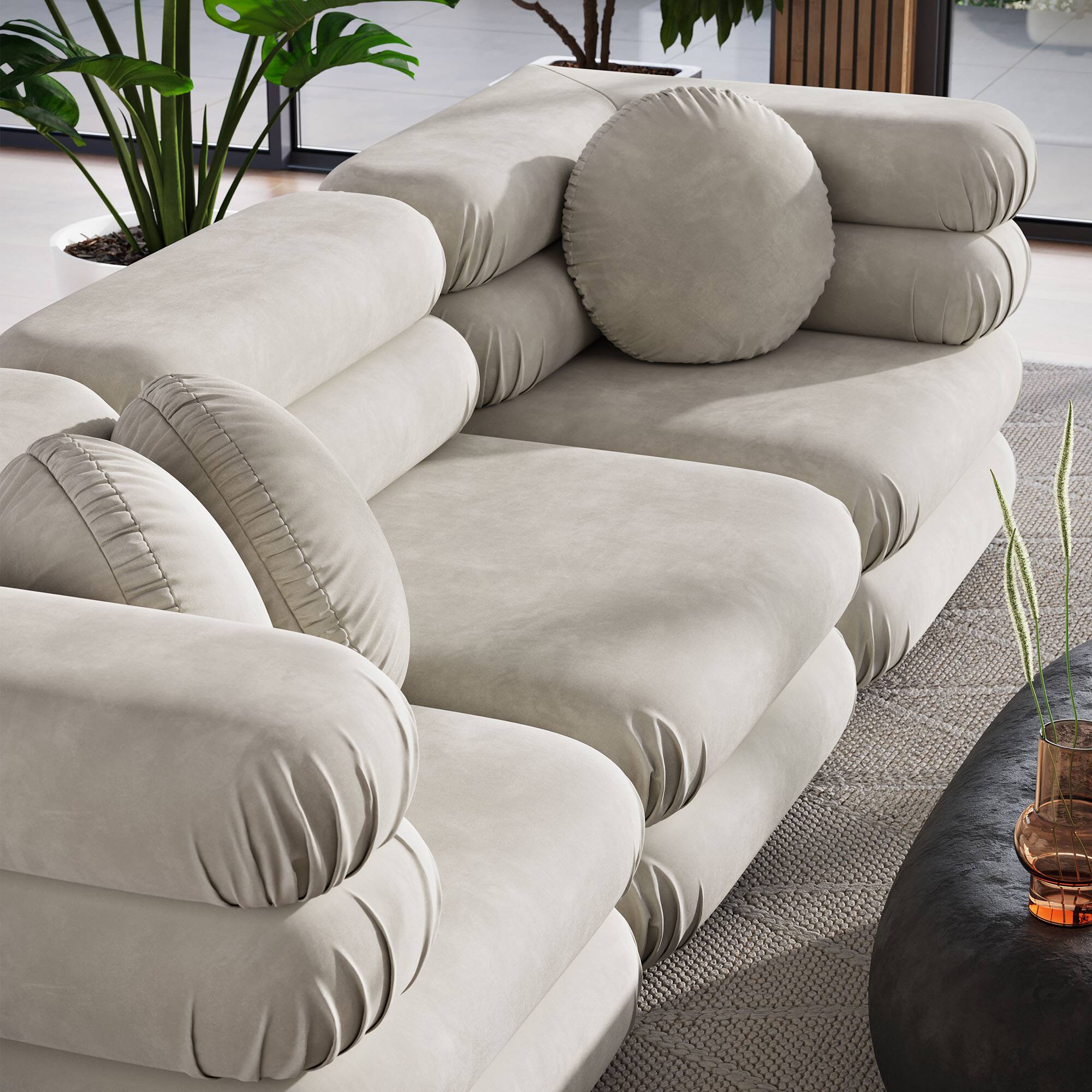 Alt View 7. Modway - Jubilee 3-Piece Modular Performance Velvet Sectional Sofa by Modway - Almond.