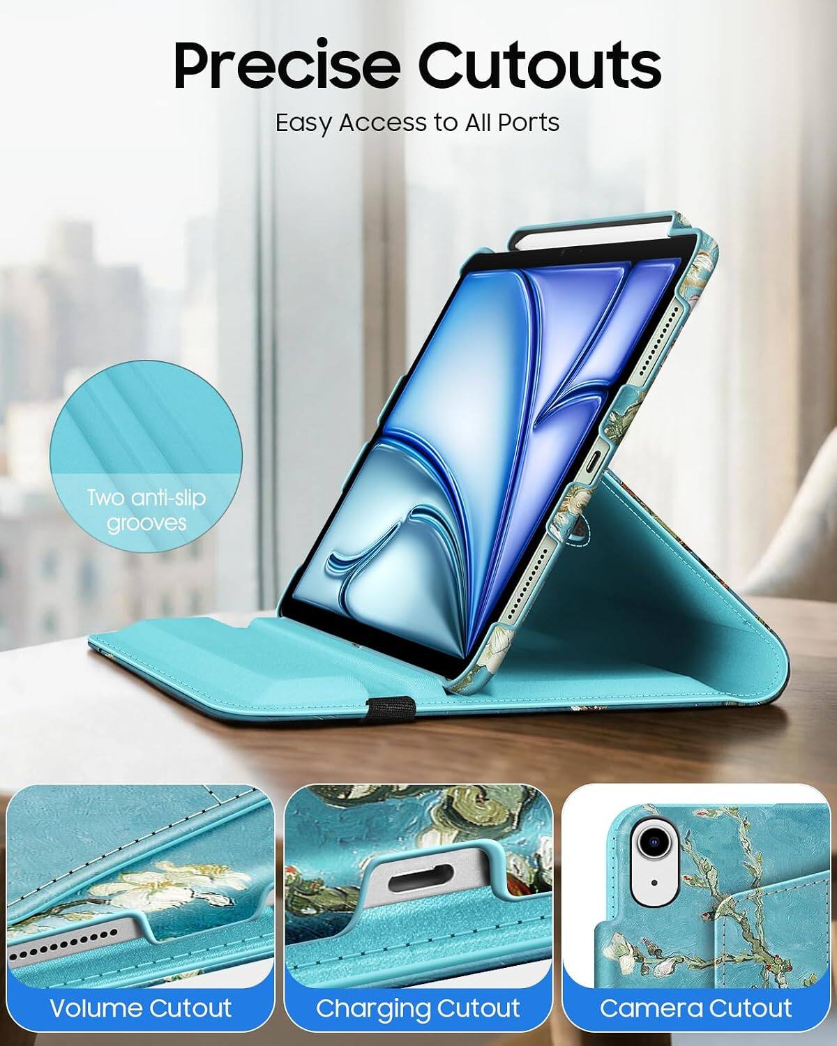 Precise Cutouts  
Easy Access to All Ports

Two anti-slip grooves

Volume Cutout  
Charging Cutout  
Camera Cutout