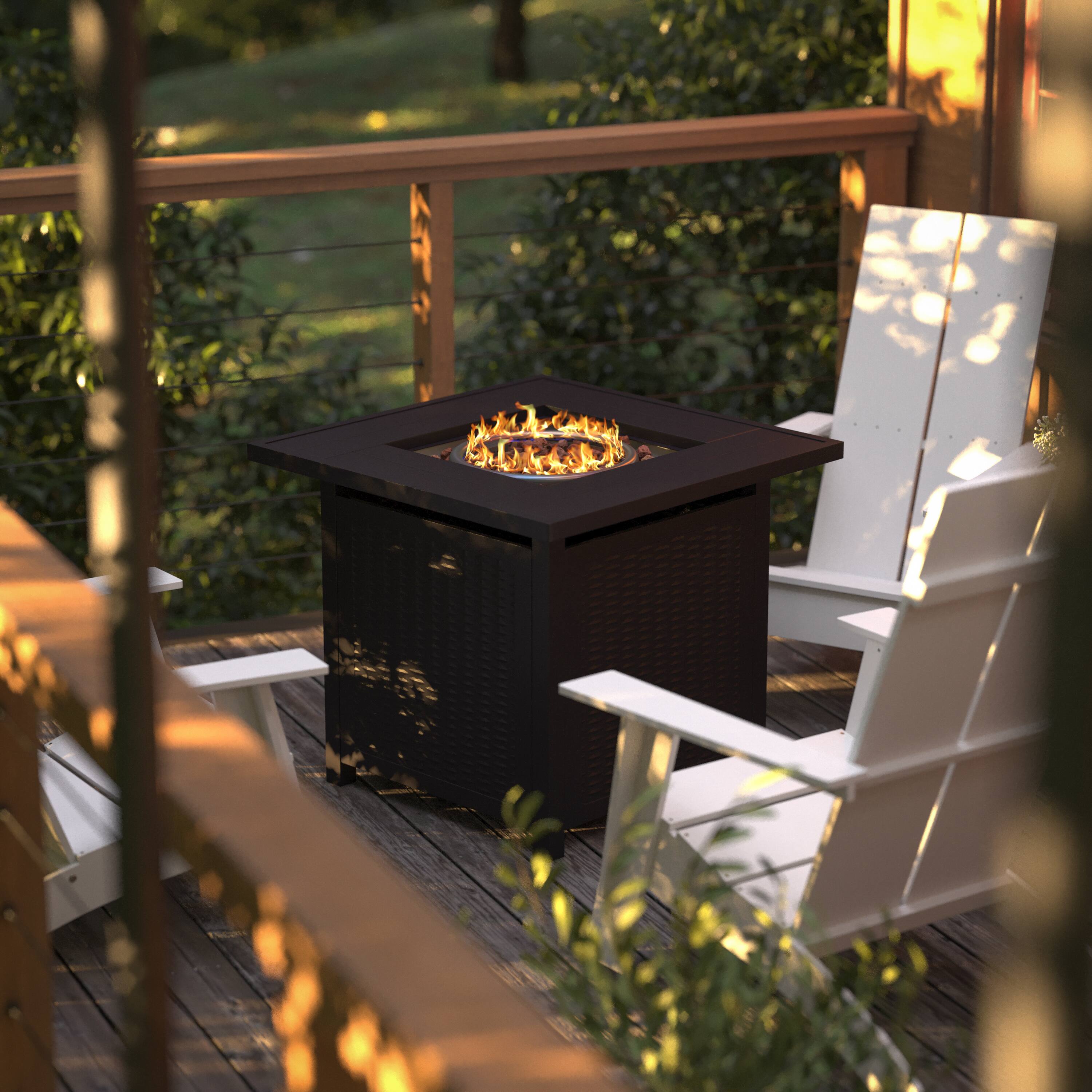 Alt View 3. Emma + Oliver - Propane Fire Table with Included Lava Rocks and Hideaway Tank Holder - Black.