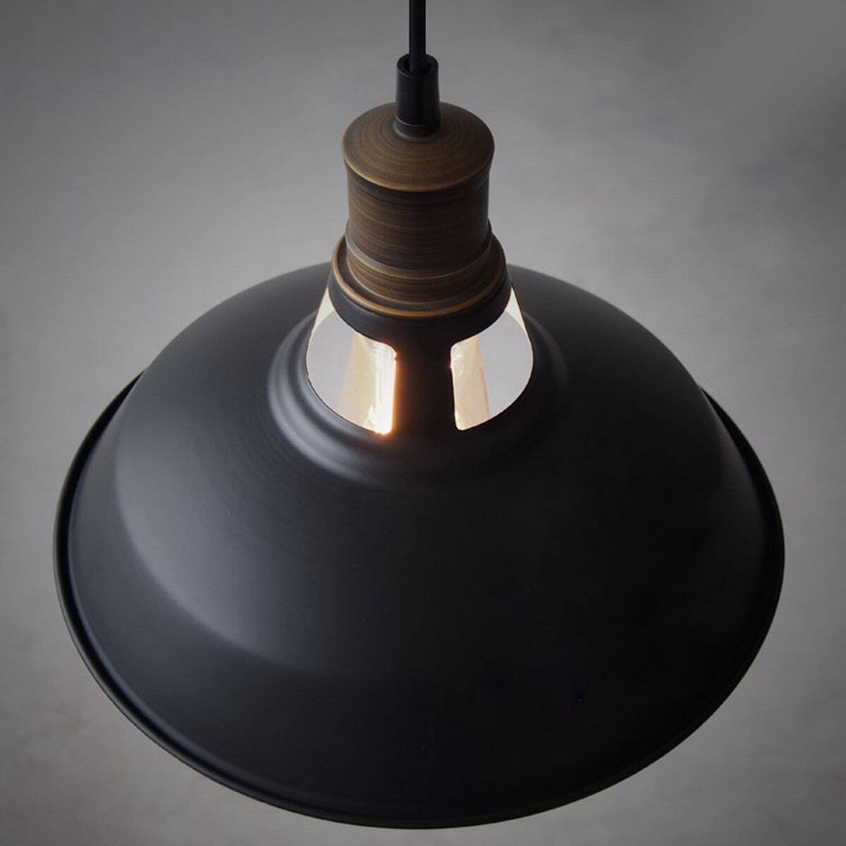 Alt View 2. MOOSE - Siracusa Industrial Black Barn Pendant Light - 1-Light Loft Fixture - Black.