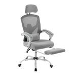 Bestier - Retractable Footrest Ergonomic Swivel Office Chair with Lumbar Support Pillow and Padded Armrests - Gray