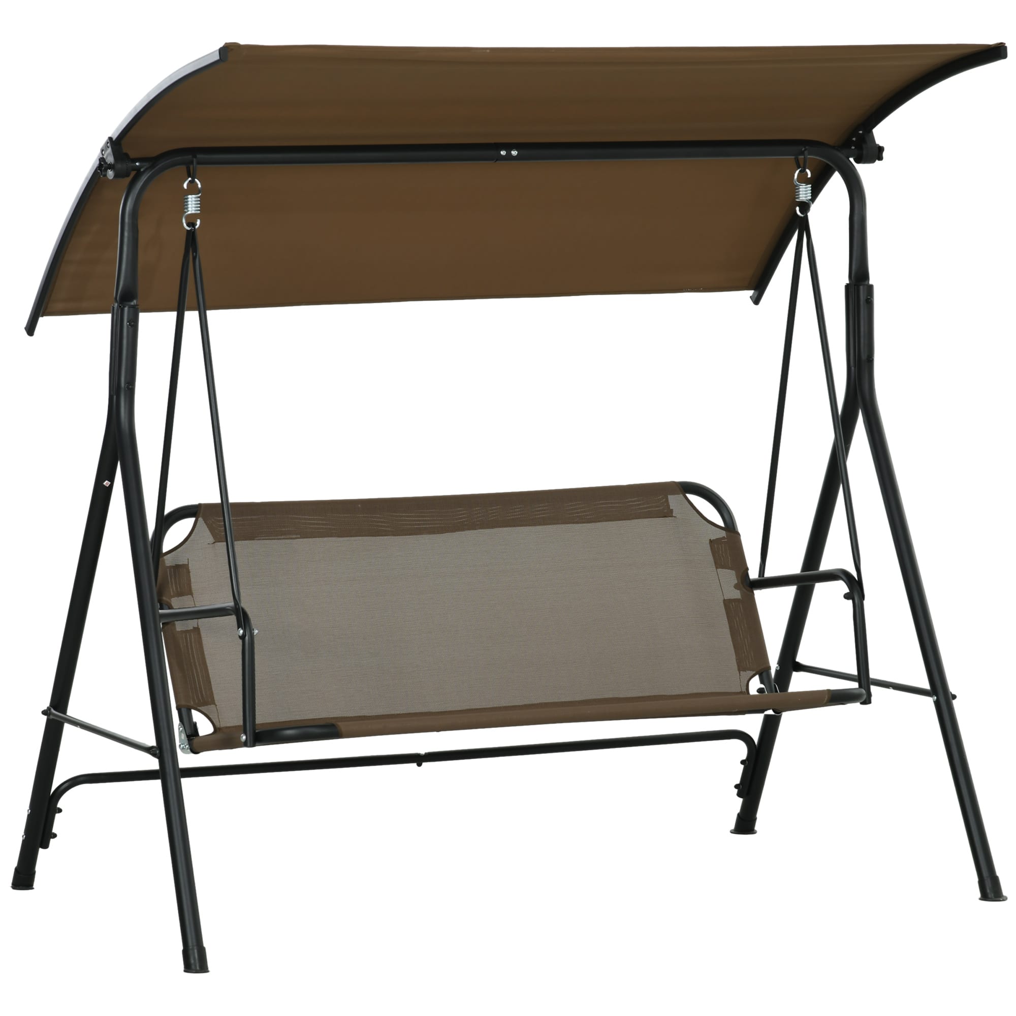 Front. Outsunny - Outsunny 3-Seat Outdoor Patio Swing Chair with Removable Cushion Steel Frame Stand and Adjustable Tilt Canopy for Patio.