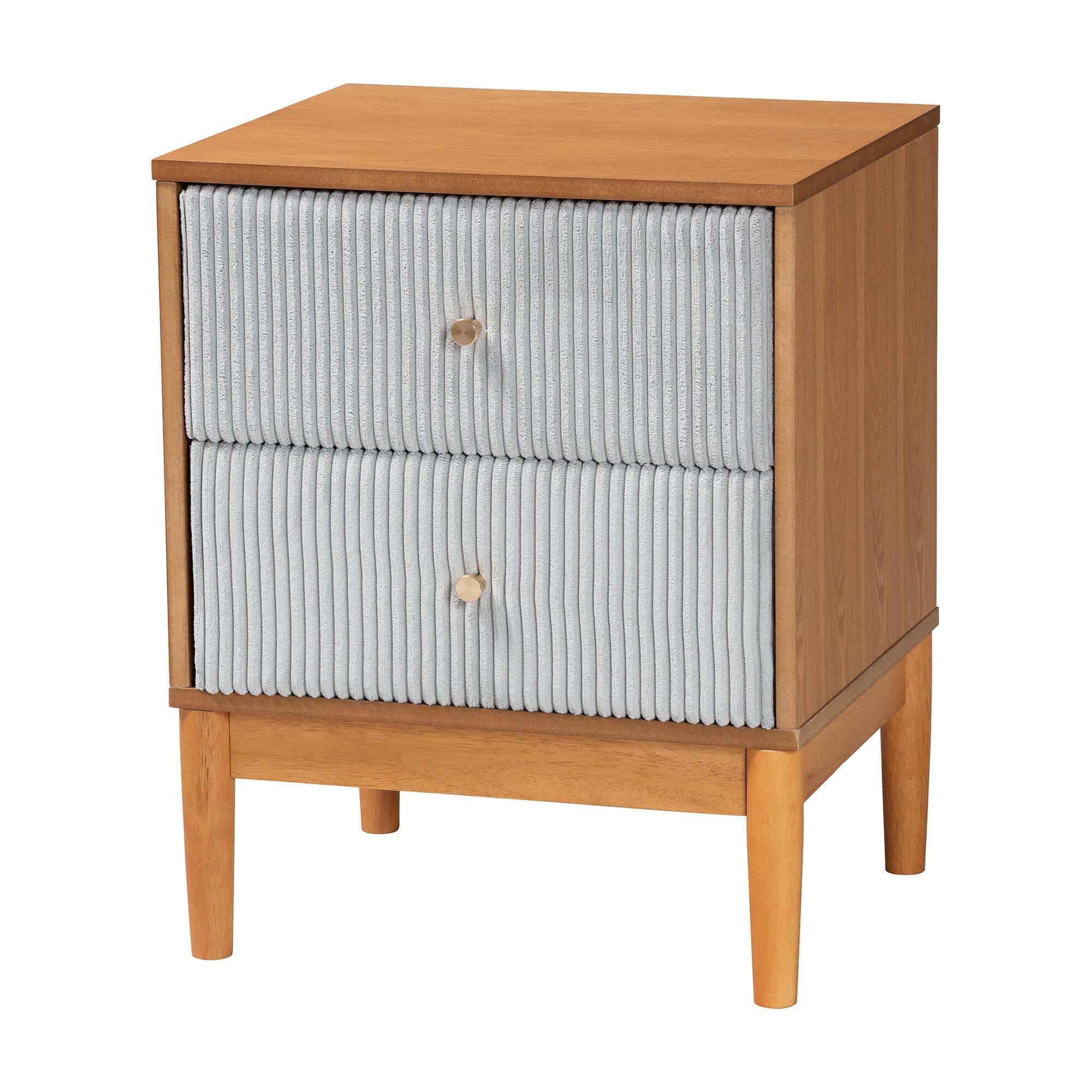 Baxton Studio - Taylin Mid-Century Wood 2-Drawer Nightstand - Grey/Oak Brown