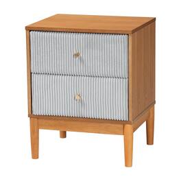 Baxton Studio - Taylin Mid-Century Wood 2-Drawer Nightstand - Grey/Oak Brown