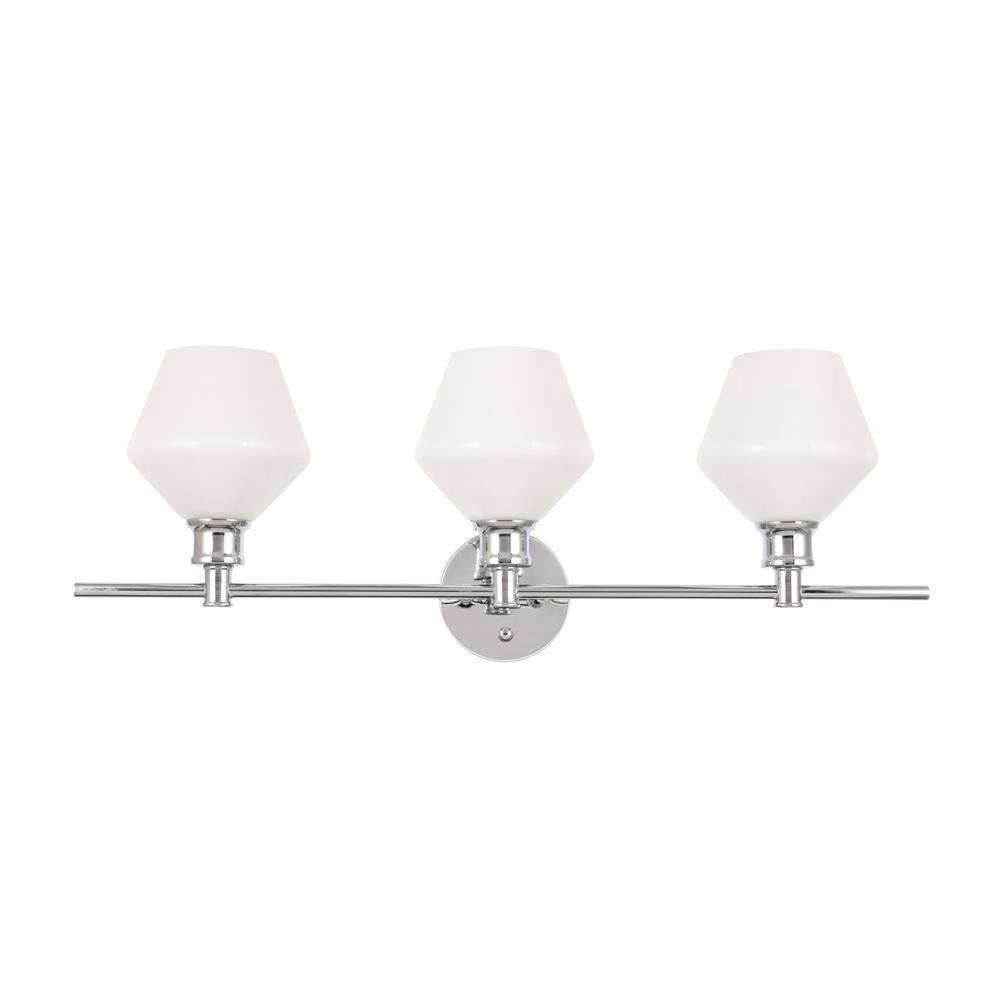 Alt View 9. Living District - Gene 3 light Chrome and Frosted white glass Wall sconce - Chrome And Frosted White Glass.