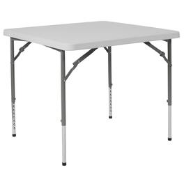 Emma + Oliver - 2.79-Foot Square Height Adjustable Plastic Folding Table - Granite White