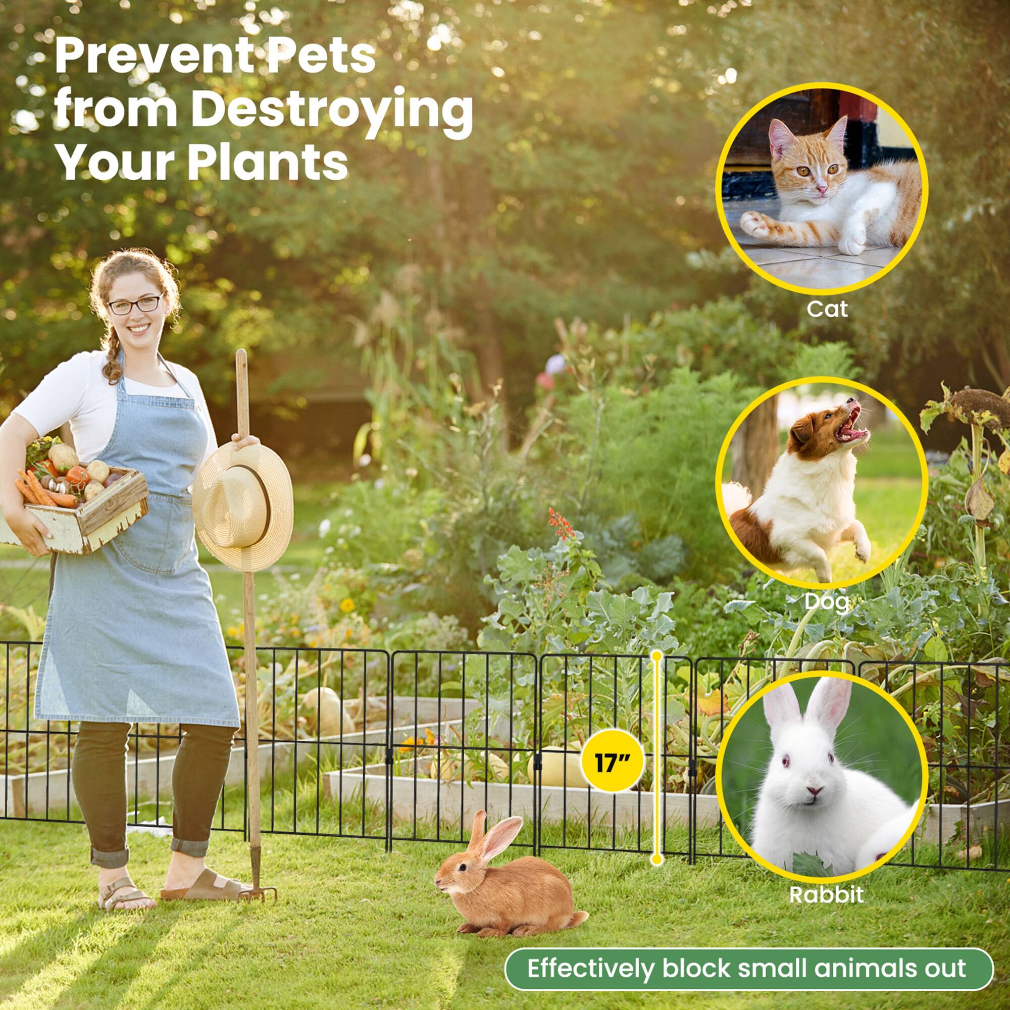 Prevent Pets from Destroying Your Plants: Cat, Dog, 17" Rabbit Effectively block small animals out.