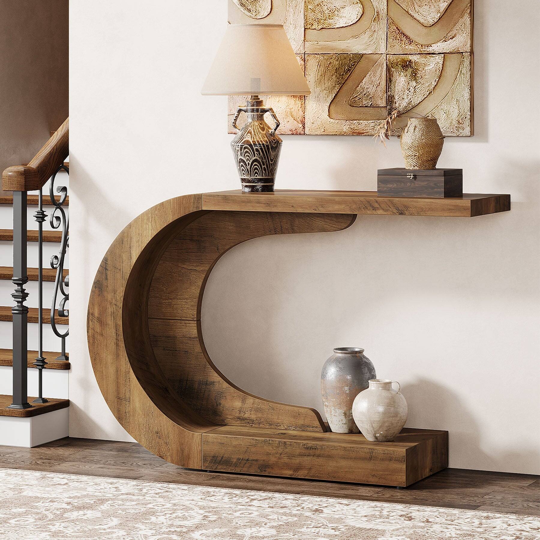 Tribesigns Console Table with Engineered Wood Construction and Space ...