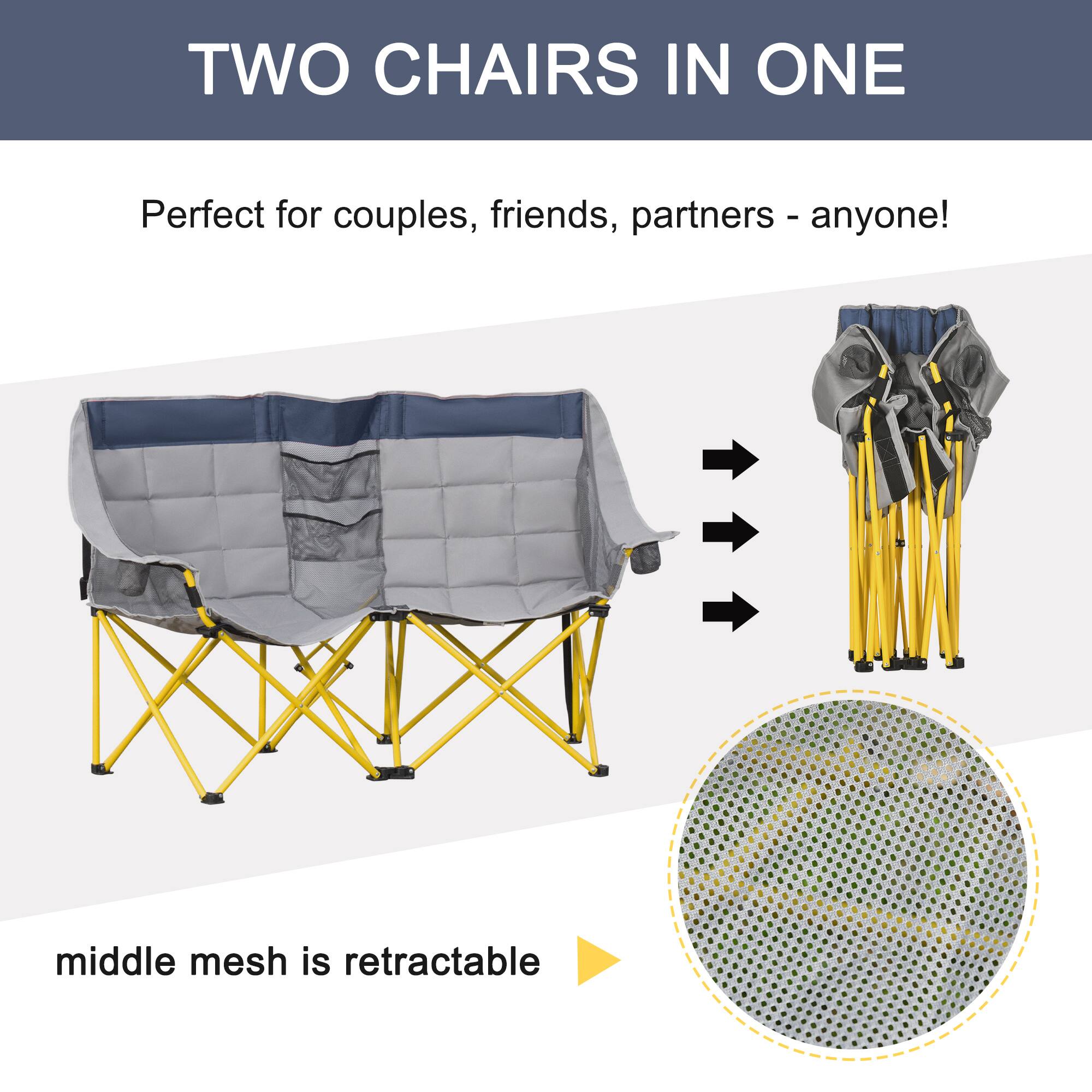 TWO CHAIRS IN ONE

Perfect for couples, friends, partners - anyone!

middle mesh is retractable
