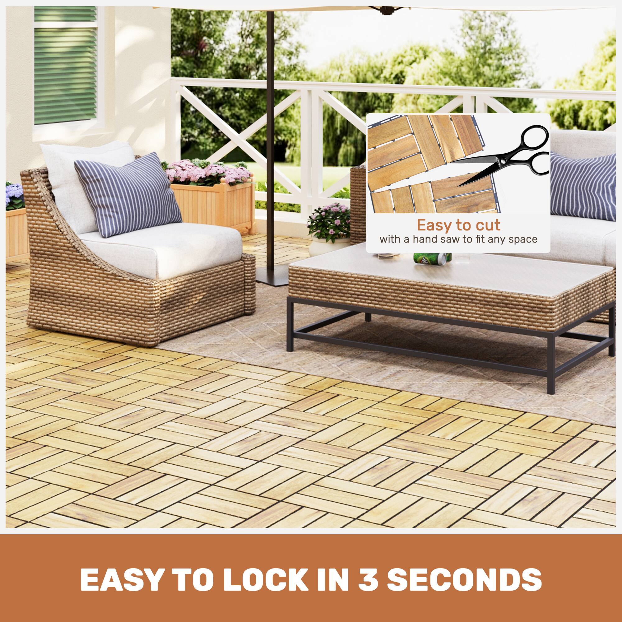Easy to cut with a hand saw to fit any space  
EASY TO LOCK IN 3 SECONDS